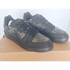 Coach Clip Court Camo Black Sneakers Men’s Size 9.5D Leather NIB